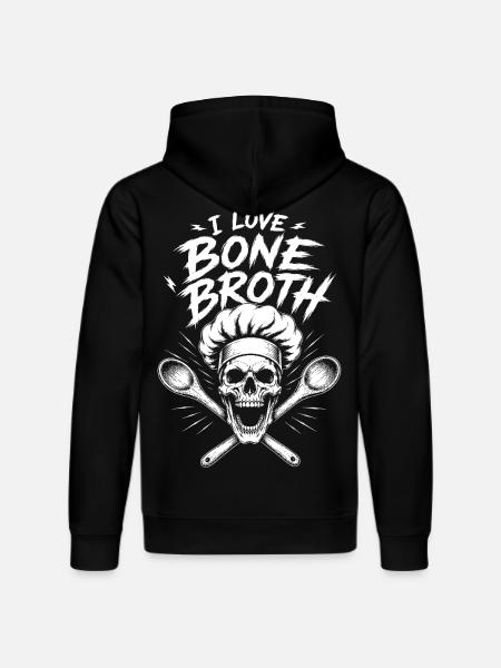 I Love Bone Broth Skull - Stanley/Stella DRUMMER Unisex Organic Hoodie - black