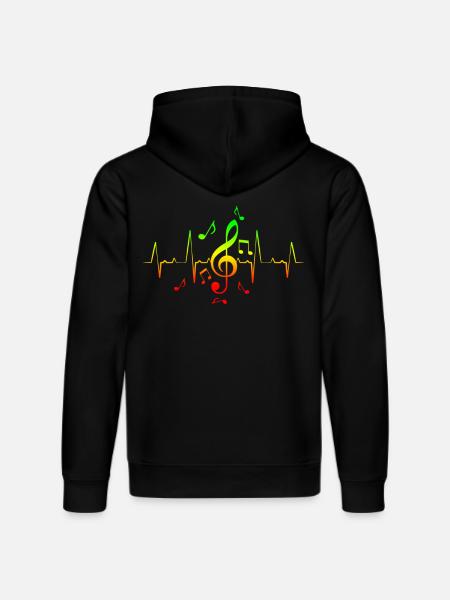 Reggae Music Note Hearbeat - Stanley/Stella DRUMMER Unisex Organic Hoodie - black