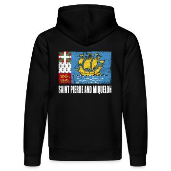 Drapeau de Saint-Pierre-et-Miquelon - Sweat à capuche bio DRUMMER Stanley/Stella Unisexe - noir - Dos - Marisol (170cm)