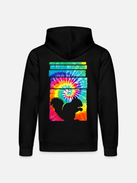 Squirrel Hippie Tie Dye - Stanley/Stella DRUMMER Unisex Organic Hoodie - black