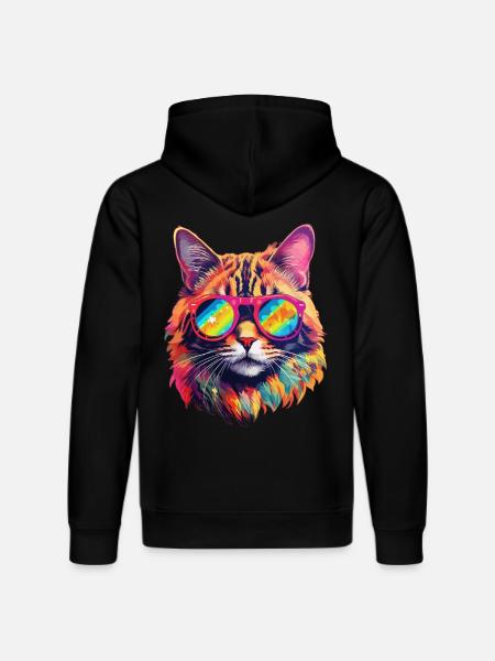 Cat Hippie 60s 70s - Stanley/Stella DRUMMER Unisex Organic Hoodie - black