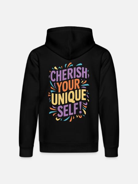 Cherish Your Unique Self Message - Stanley/Stella DRUMMER Unisex Organic Hoodie - black
