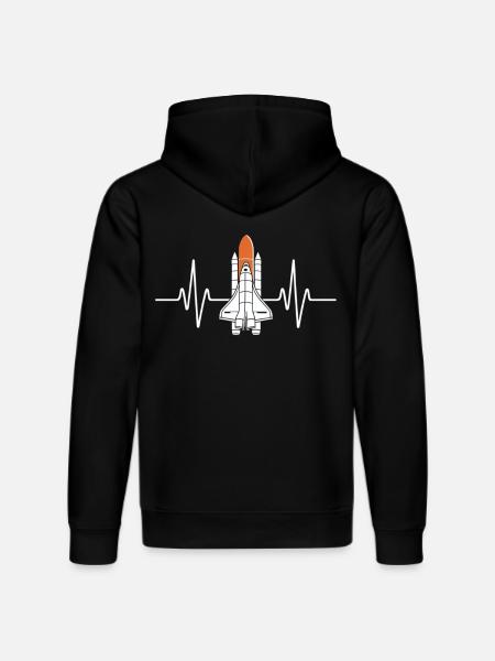 Heartbeat Space Shuttle Design - Stanley/Stella DRUMMER Unisex Organic Hoodie - black