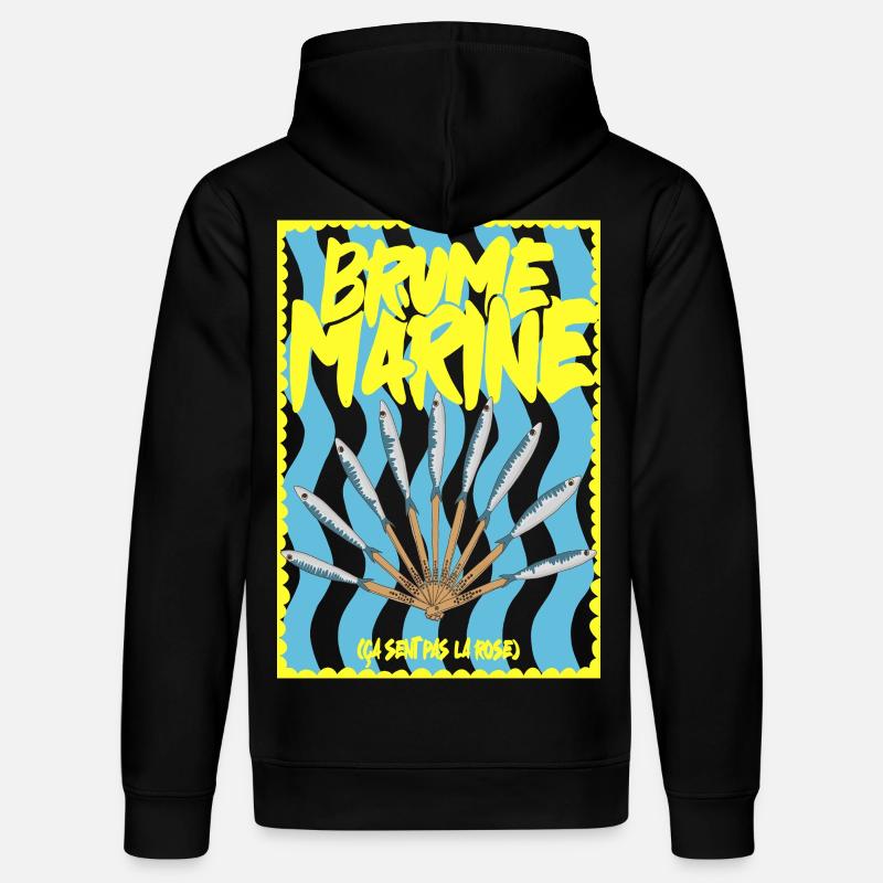 Brume Marine et  éventaile de sardines - Sweat à capuche bio DRUMMER Stanley/Stella Unisexe - noir