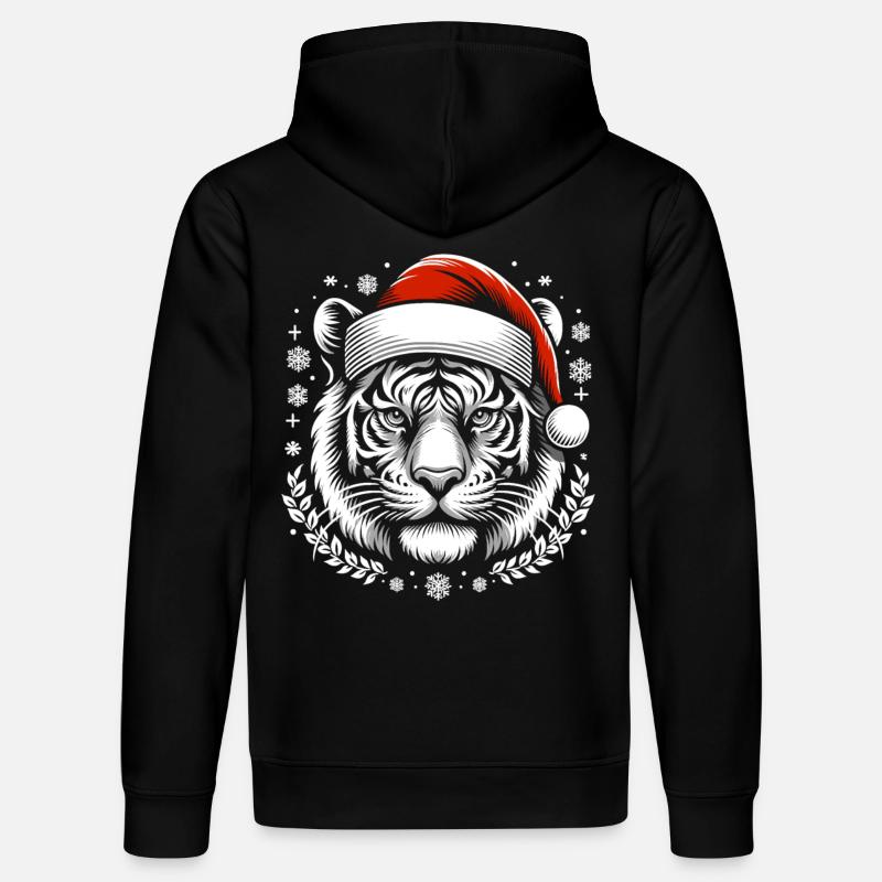 Tigre Père Noël Animal - Sweat à capuche bio DRUMMER Stanley/Stella Unisexe - noir
