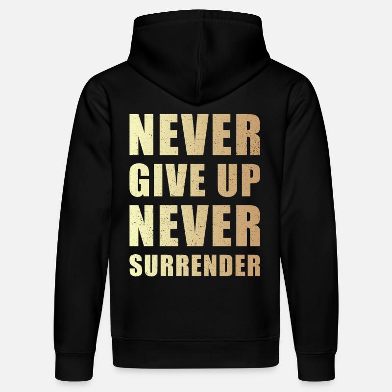 Never give up never surrender - Stanley/Stella Unisex Bio-Hoodie DRUMMER - Schwarz