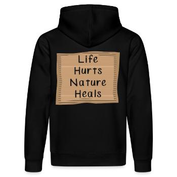 Natur Heilt Natur Message - Stanley/Stella Unisex Bio-Hoodie DRUMMER  - Schwarz - Hinten - Marisol (170cm)