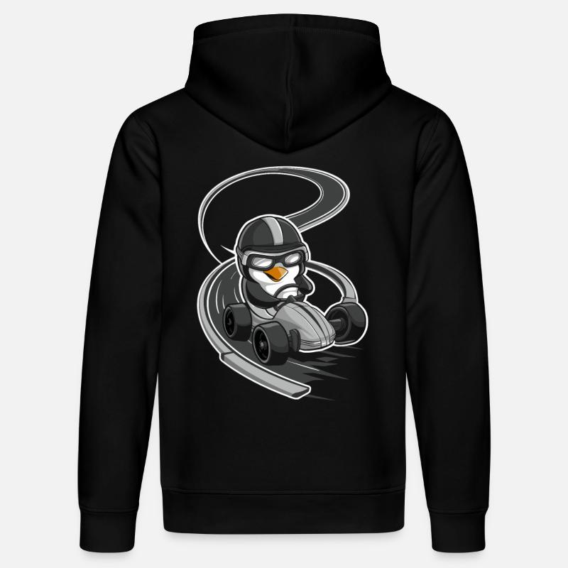Pingouin coureur sur kart - Sweat à capuche bio DRUMMER Stanley/Stella Unisexe - noir