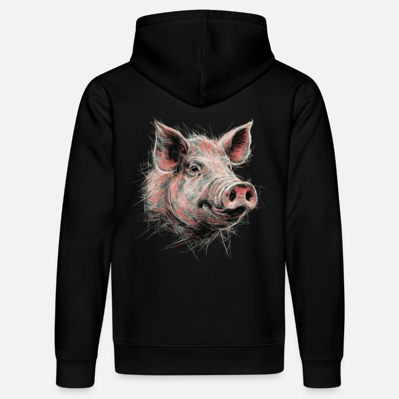 cochon dessin abstrait animal oeuvre - Sweat à capuche bio DRUMMER Stanley/Stella Unisexe - noir