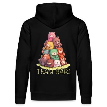 Team Bär Teddybär - Stanley/Stella Unisex Bio-Hoodie DRUMMER  - Schwarz - Hinten - Marisol (170cm)