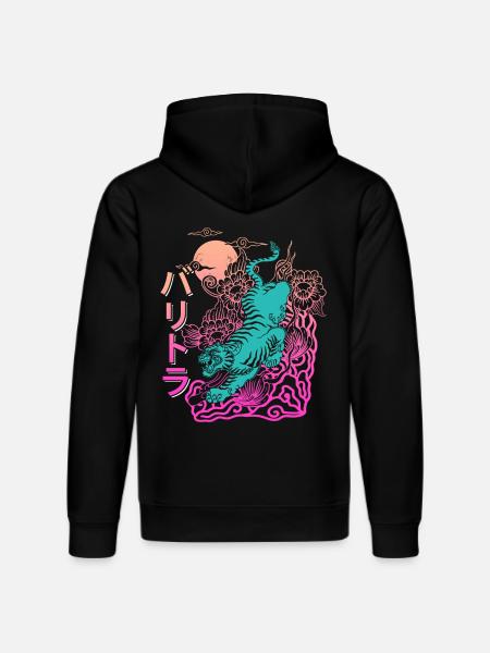 Tiger Japan Vaporwave Aesthetic - Stanley/Stella DRUMMER Unisex Organic Hoodie - black