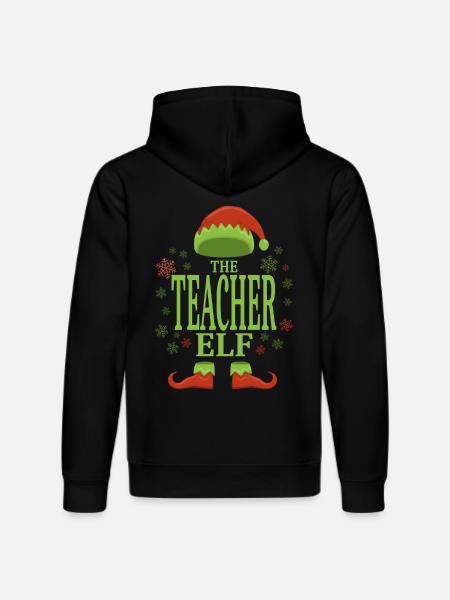 Teacher Christmas Elf - Stanley/Stella DRUMMER Unisex Organic Hoodie - black