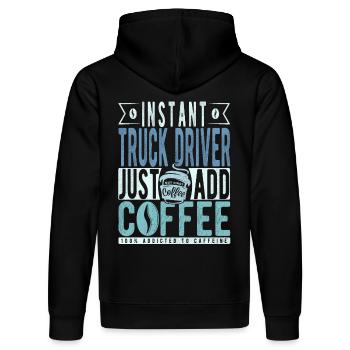 Lkw Fahrer Kaffee Spruch - Stanley/Stella Unisex Bio-Hoodie DRUMMER  - Schwarz - Hinten - Marisol (170cm)