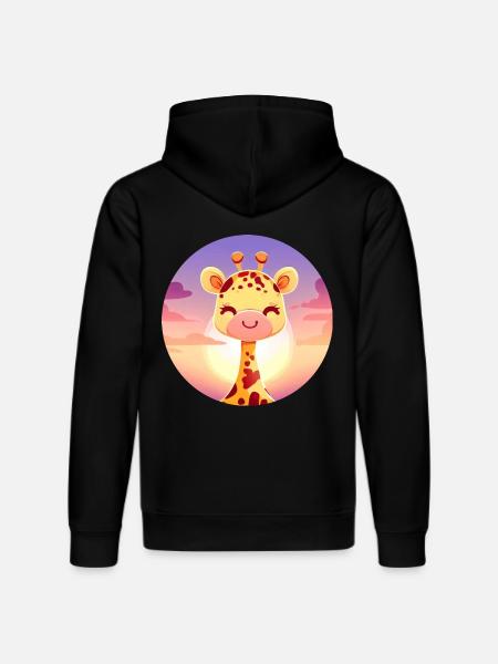 Cute sleeping giraffe in sunset - Stanley/Stella DRUMMER Unisex Organic Hoodie - black