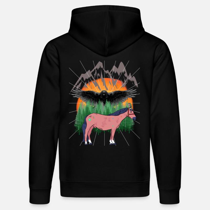 Chamanes Cheval Chevaux - Sweat à capuche bio DRUMMER Stanley/Stella Unisexe - noir