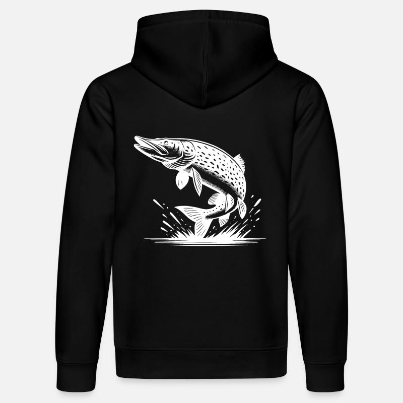 Großer springender Hecht Fisch - Stanley/Stella Unisex Bio-Hoodie DRUMMER  - Schwarz