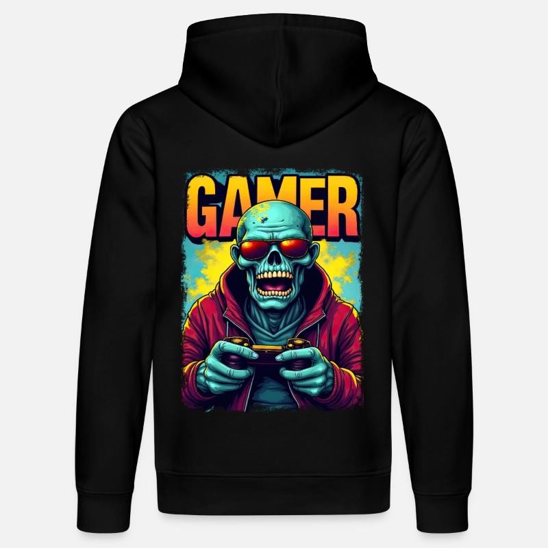 Zocker-Zombie mit Controller - Stanley/Stella Unisex Bio-Hoodie DRUMMER  - Schwarz