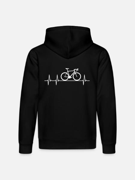 Herzschlag Rennrad Fahrrad Heartbeat Puls weiß - Stanley/Stella Unisex Bio-Hoodie DRUMMER  - Schwarz