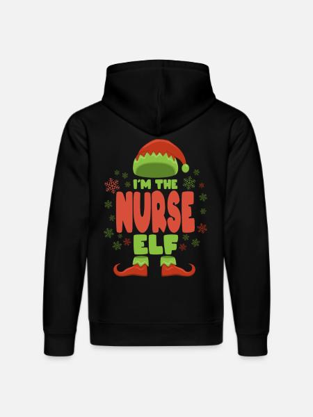 Nurse Christmas Elf - Stanley/Stella DRUMMER Unisex Organic Hoodie - black