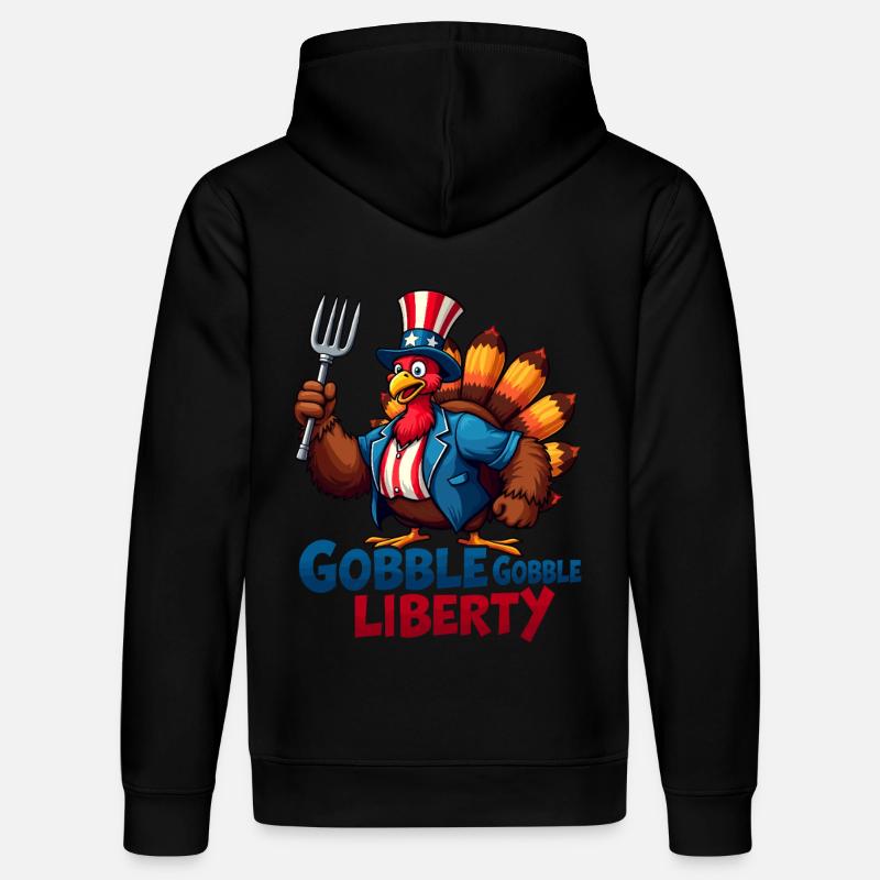 Gobble Gobble Liberty - Stanley/Stella DRUMMER Unisex Organic Hoodie - black