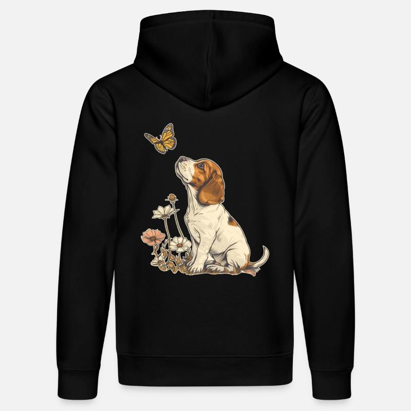 Beagle et papillon - Sweat à capuche bio DRUMMER Stanley/Stella Unisexe - noir