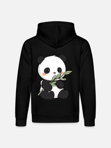 Mignon panda kawaii avec bambou - Sweat à capuche bio DRUMMER Stanley/Stella Unisexe - noir