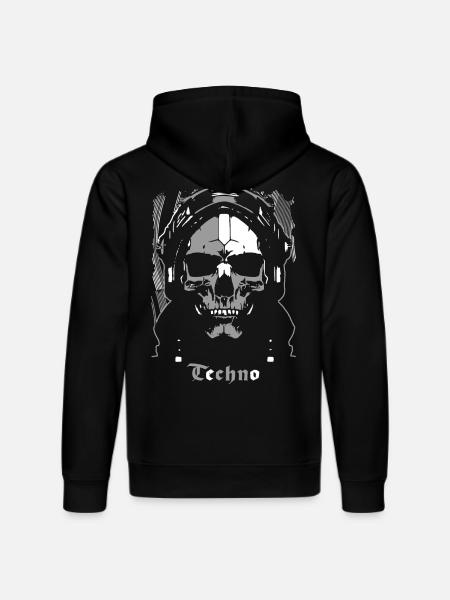 Futuristischer Techno Skull - Stanley/Stella Unisex Bio-Hoodie DRUMMER - Schwarz