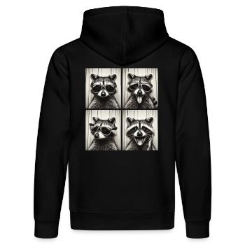 Fotobox Waschbär mit Sonnenbrille - Stanley/Stella Unisex Bio-Hoodie DRUMMER  - Schwarz - Hinten - Marisol (170cm)
