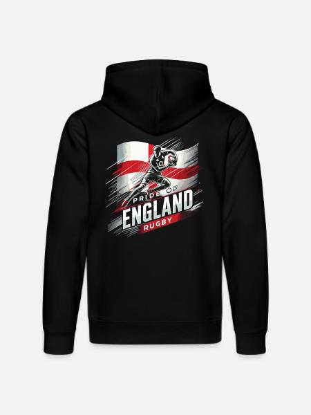 Pride of England Rugby - Stanley/Stella DRUMMER Unisex Organic Hoodie - black