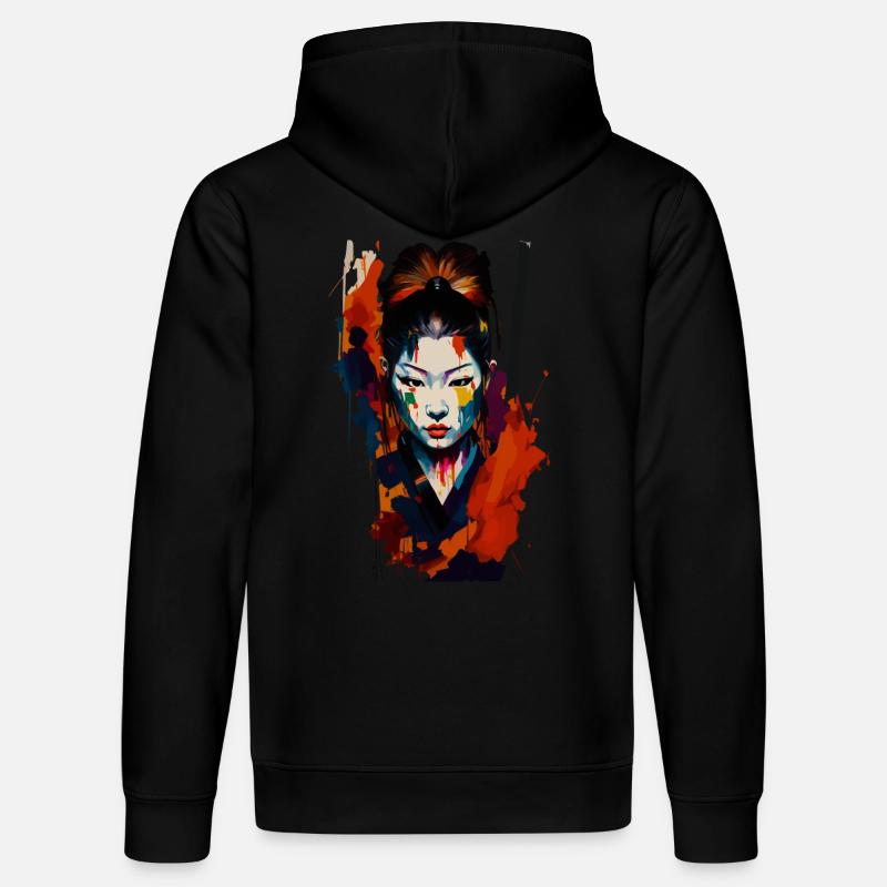 Samurai Kriegerin – Auffällige Spritzer Kunst - Stanley/Stella Unisex Bio-Hoodie DRUMMER - Schwarz