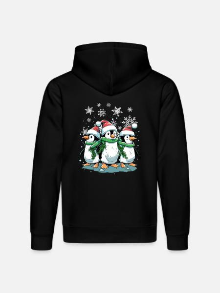 Søt julepingvin - Søt julepingvin - Stanley/Stella DRUMMER økologisk unisex-hettegenser - svart