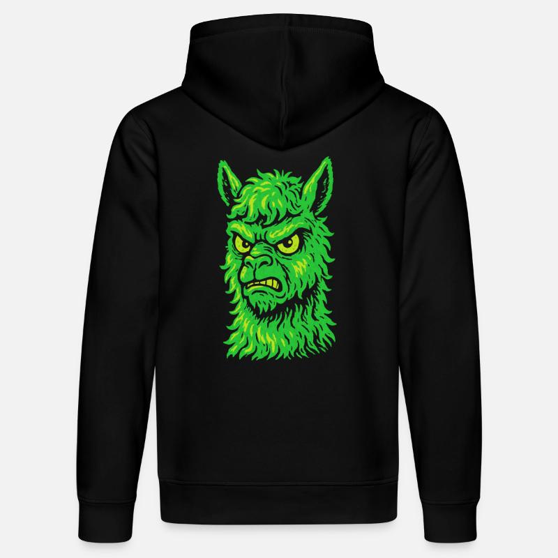 Wütendes Neon-Lama mit Killerblick - Stanley/Stella Unisex Bio-Hoodie DRUMMER  - Schwarz