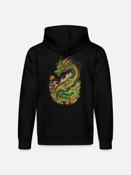 Mystical Garden of Dragons - Stanley/Stella DRUMMER Unisex Organic Hoodie - black