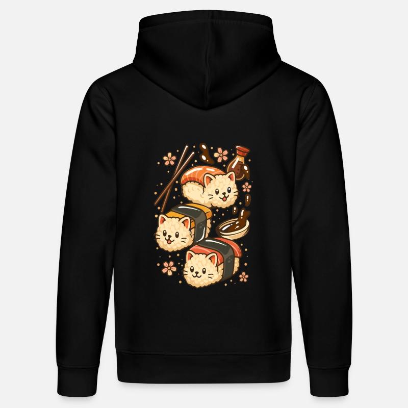 Chat sushis - Sweat à capuche bio DRUMMER Stanley/Stella Unisexe - noir