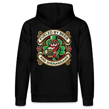 St. Patrick's Day: Angetrieben Von Bier - Stanley/Stella Unisex Bio-Hoodie DRUMMER  - Schwarz - Hinten - Marisol (170cm)