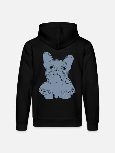 Hamburger Underdog / Love and Hate / Dog / Pug - Stanley/Stella DRUMMER Unisex Organic Hoodie - black