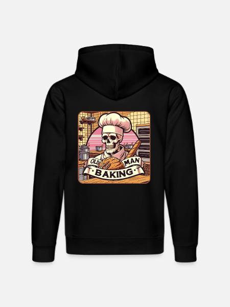 Gammel mand bagekranie med bagerhat med brød - Stanley/Stella DRUMMER økologisk unisex-hoodie - sort