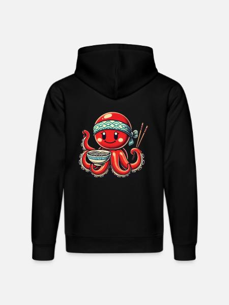 Japanese Ramen Noodles Anime Octopus - Stanley/Stella DRUMMER Unisex Organic Hoodie - black
