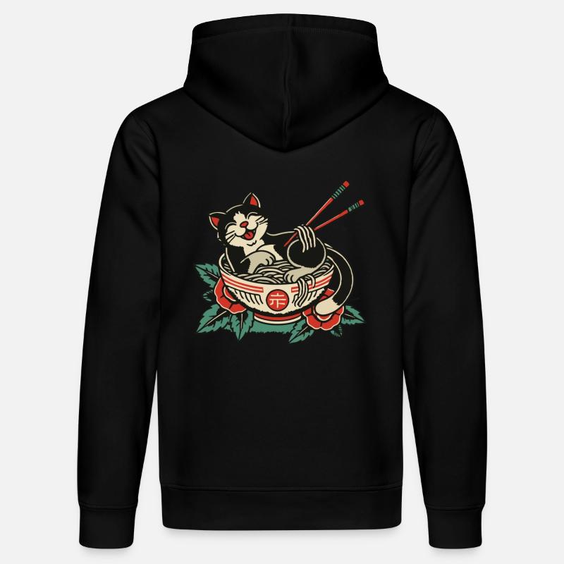 Nouilles Ramen Kawaii Chat Heureux - Sweat à capuche bio DRUMMER Stanley/Stella Unisexe - noir