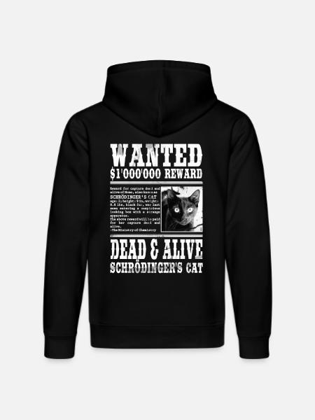 schrödinger's cat wanted white - Stanley/Stella DRUMMER Unisex Organic Hoodie - black