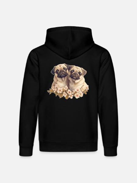 Pug pair pug - Stanley/Stella DRUMMER Unisex Organic Hoodie - black