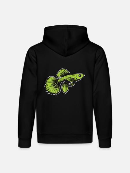 Cool green guppy design - Stanley/Stella DRUMMER Unisex Organic Hoodie - black