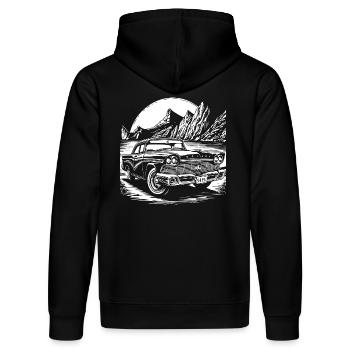 Vintage Classic Car Shirt – Retro Auto T-Shirt - Stanley/Stella Unisex Bio-Hoodie DRUMMER  - Schwarz - Hinten - Marisol (170cm)
