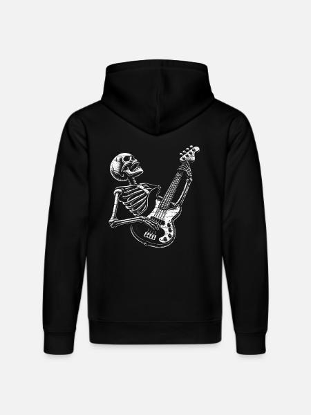 Skeleton Skull with Bass Guitar - Stanley/Stella DRUMMER Unisex Organic Hoodie - black