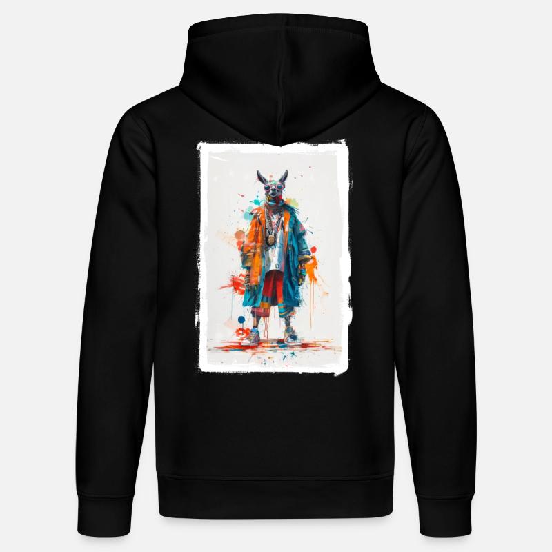 Buntes Lama - Stanley/Stella Unisex Bio-Hoodie DRUMMER  - Schwarz