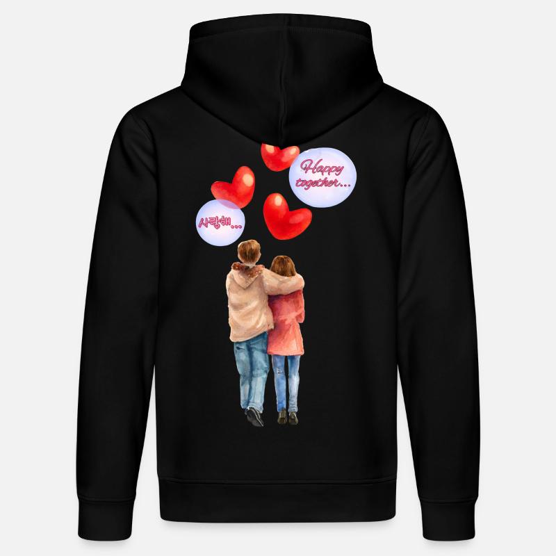 Heureux ensemble – Illustration romantique à l’aquarelle - Sweat à capuche bio DRUMMER Stanley/Stella Unisexe - noir