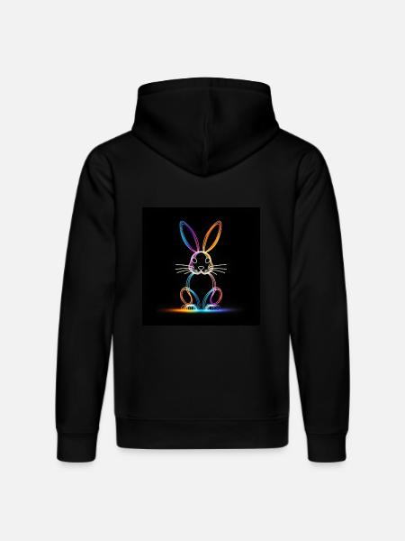 Glowing Rabbit - Stanley/Stella DRUMMER Unisex Organic Hoodie - black