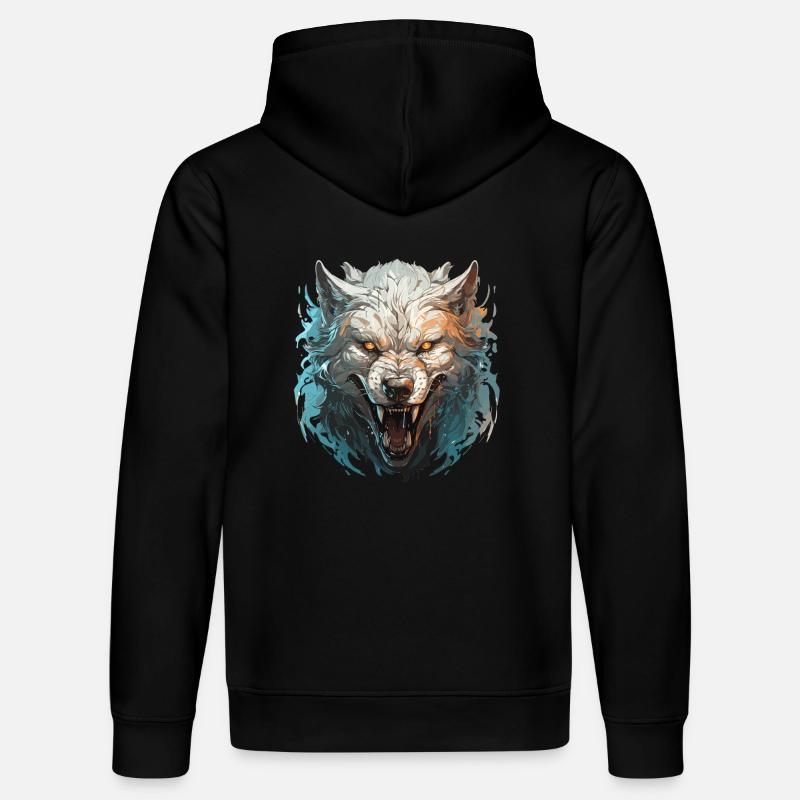 Loup - Illustration - Sweat à capuche bio DRUMMER Stanley/Stella Unisexe - noir