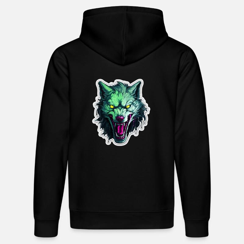Loup - Illustration - Sweat à capuche bio DRUMMER Stanley/Stella Unisexe - noir