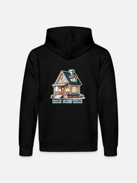 Home Sweet Home - House Illustration - Stanley/Stella DRUMMER Unisex Organic Hoodie - black